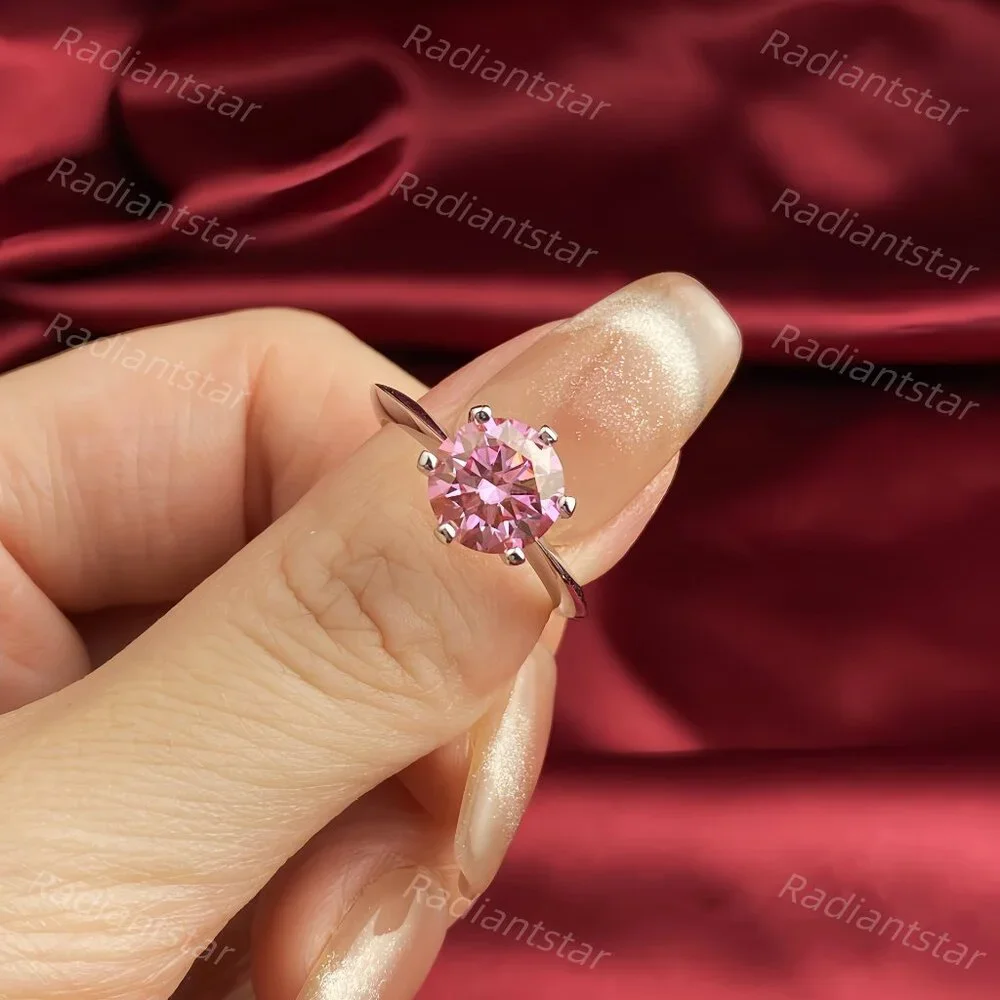 NEW Certified 2 ct. t.w. Pink Moissanite Solitaire 6 Prong Ring